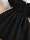 Girls' Black New Summer Bubble Sleeve Plain Color Dress with Cute Hat Two-piece Set Princess Dress FD6111C