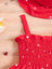 Two-piece Set for Girls, Summer Love Print Sleeveless Wrap Dress with Suspenders + Hat FD6111I