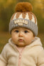 Brown Color Hello Baby Knitted Warm Winter Wool Cap (6 Months -3 Years) CP5083C