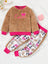2pcs Baby's CUTE BEAR Embroidery Fuzzy Sweatshirt + Cartoon Panda Pattern Casual Pants, Toddler & Infant Girl's Clothing Set, Outdoor Cloth FD6406A
