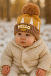 Rust Color Hello Baby Knitted Warm Winter Wool Cap (6 Months -3 Years) CP5083B