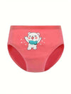 4pcs Girls' Cotton Briefs - Cute Bear Print, Cartoon Design, Medium Stretch, Regular Fit Underwear for Youngsters US6113F