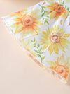 Elegant Floral Polyester 100% Baby Girl 2pcs Set, Spring/Fall Princess Top with Animal Headdress Print & Sunflower Print Flared Legs Trousers for Outdoor FD6112C