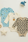 3pcs Adorable Baby Boy's Cotton Romper Set - Cute Animal Patterns & Stripes BS6422B
