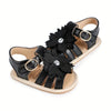 Black Flowers Soft Sole Sandals SDL7542C