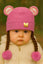 Pink Girls Cute Warm Knit Embroidered Winter Cap With Braids (6 Months -3 Years) CP5100D