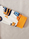 Cartoon Car Print Long Sleeve Round Neck Bodysuit and Hat 2pcs Casual Set, Perfect for Outdoor BS6138C
