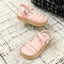 Girls' Pink Korean Vintage Roman Style Sandals, Breathable and Comfortable, Versatile Summer Sandals SDL7574C