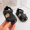 JF Matte Jet Black Summer Rubber-Sole Sandals for Boy SDL7595A