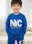 JF 2 PC Royal Blue NYC Print Autumn & Winter Terry Fabric Track Suit, Sweatshirt and Trouser Set TS6418E