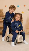 JF 2 PC Navy Dino Autumn & Winter Terry Fabric Track Suit, Sweatshirt and Trouser Set TS6418K