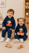 Navy Blue Cartoon Design Baby sweatshirt & Trouser Set - Soft Fleece Stuff, Machine Washable - Perfect for Winter, Perfect for Outdoor TS6419P