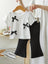 Girls' Cute and Elegant 3D Color Block Bowknot Short Sleeve Flared Pants Summer Set Suitable for Outdoor Play Soft Breathable Fabric, Perfect for Outdoor FD6406D