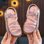 Girls' Pink Korean Vintage Roman Style Sandals, Breathable and Comfortable, Versatile Summer Sandals SDL7574C
