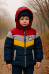 Boys Red & Navy Blue Warm Inner Furr Hooded Puffer Jacket HJ6203B