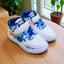 TYY White with Blue Laces High Ankle Shoes SH7033B