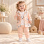 3 Pcs Peach Blush Cute Animal Design, Romper, Pant & Jacket & Dress, Comfortable Autumn & Winter Outdoor Wear FD6414L