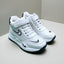 White & Navy Blue with Dots High Ankle Shoes SH7052A