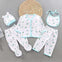 Light Sea Green & White Newborn Baby 5 Pieces Suit Set BS6059B