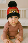 Red Baby Bear Face Warm Winter Wool Cap (0 Months - 24 Months) CP5098A