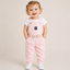 Pink Hickory Stripe Full Length Overalls Dungaree with Ribbon Belt, Perfect for Outdoor FD6434