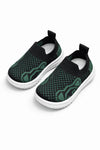 Black & Green Color Baby Soft Bottom Walking Sneakers Toddler Rubber Sole First Walkers Infant Shoes SH7178C
