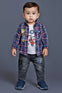 3 PC Blue Spring Autumn New Boy Cartoon Print Shirt, T-shirt, Pant Suit Three-piece Suit, Perfect for Outdoor SD6410E