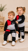 Happy Black & Red Design Baby Hoodie & Trouser Set - Soft Fleece Stuff, Machine Washable - Perfect for Winter, Perfect for Outdoor TS6419N