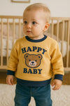 JF Yellow Happy Baby Sweatshirt - Soft Fleece Stuff, Machine Washable - Perfect for Winter, Perfect for Outdoor SS6427D
