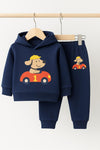 Navy Blue Cartoon Design Baby sweatshirt & Trouser Set - Soft Fleece Stuff, Machine Washable - Perfect for Winter, Perfect for Outdoor TS6419P