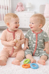 2pcs Adorable Baby Cotton Rompers Set - Grey & Pink BS6430D
