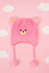 Light Pink Baby Bear Face Fashion Knitted Warm Winter Wool Cap (1 Years -5 Years) CP5102E