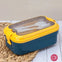 Yellow & Navy Blue Portable Rectangle Lunch Box With Spoon Set 800 ML BCP1059D