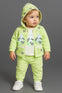 3 Pcs Baby Girl Green Cute Animal & Heart Design, T-shirt, Pant & Jacket, Suit & Dress, Comfortable Autumn & Winter Outdoor Wear SD6414I