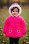 Girls Shocking Pink Butterfly Warm Inner Furr Hooded Puffer Jacket HJ6206A