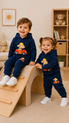 Navy Blue Cartoon Design Baby sweatshirt & Trouser Set - Soft Fleece Stuff, Machine Washable - Perfect for Winter, Perfect for Outdoor TS6419P