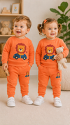 Orange Lion Design Baby sweatshirt & Trouser Set - Soft Fleece Stuff, Machine Washable - Perfect for Winter, Perfect for Outdoor TS6419O