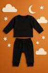 2pcs Black Adorable Baby Inner Warmer Suit Set BS6423B