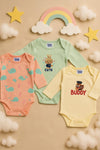 3pcs Adorable Baby Girl's Cotton Romper Set - Cute Cartoon Patterns & Stripes BS6422D