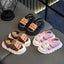 Girls' Black Summer Sandals | Cartoon Pattern, Fastener, Low Top, PVC Material SDL7581C