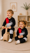 Happy Black & Red Design Baby Hoodie & Trouser Set - Soft Fleece Stuff, Machine Washable - Perfect for Winter, Perfect for Outdoor TS6419N