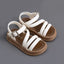 Girls' White Korean Vintage Roman Style Sandals, Breathable and Comfortable, Versatile Summer Sandals SDL7574A