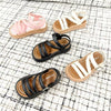 Girls' White Korean Vintage Roman Style Sandals, Breathable and Comfortable, Versatile Summer Sandals SDL7574A