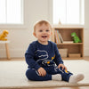 JF 2 PC Navy Dino Autumn & Winter Terry Fabric Track Suit, Sweatshirt and Trouser Set TS6418K