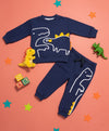JF 2 PC Navy Dino Autumn & Winter Terry Fabric Track Suit, Sweatshirt and Trouser Set TS6418K