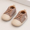 JF Mocha Brown & Beige Baby Classic Canvas Booties BTS9128F