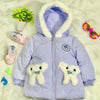 Girls Purple Warm Inner Fur Hooded Puffer Jacket HJ6201B