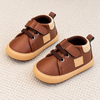 JF Chocolate Brown & Camel Baby Classic Varsity High-Top Booties BTS9129D