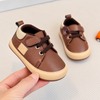 JF Chocolate Brown & Camel Baby Classic Varsity High-Top Booties BTS9129D