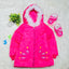 Girls Shocking Pink Butterfly Warm Inner Furr Hooded Puffer Jacket HJ6206A